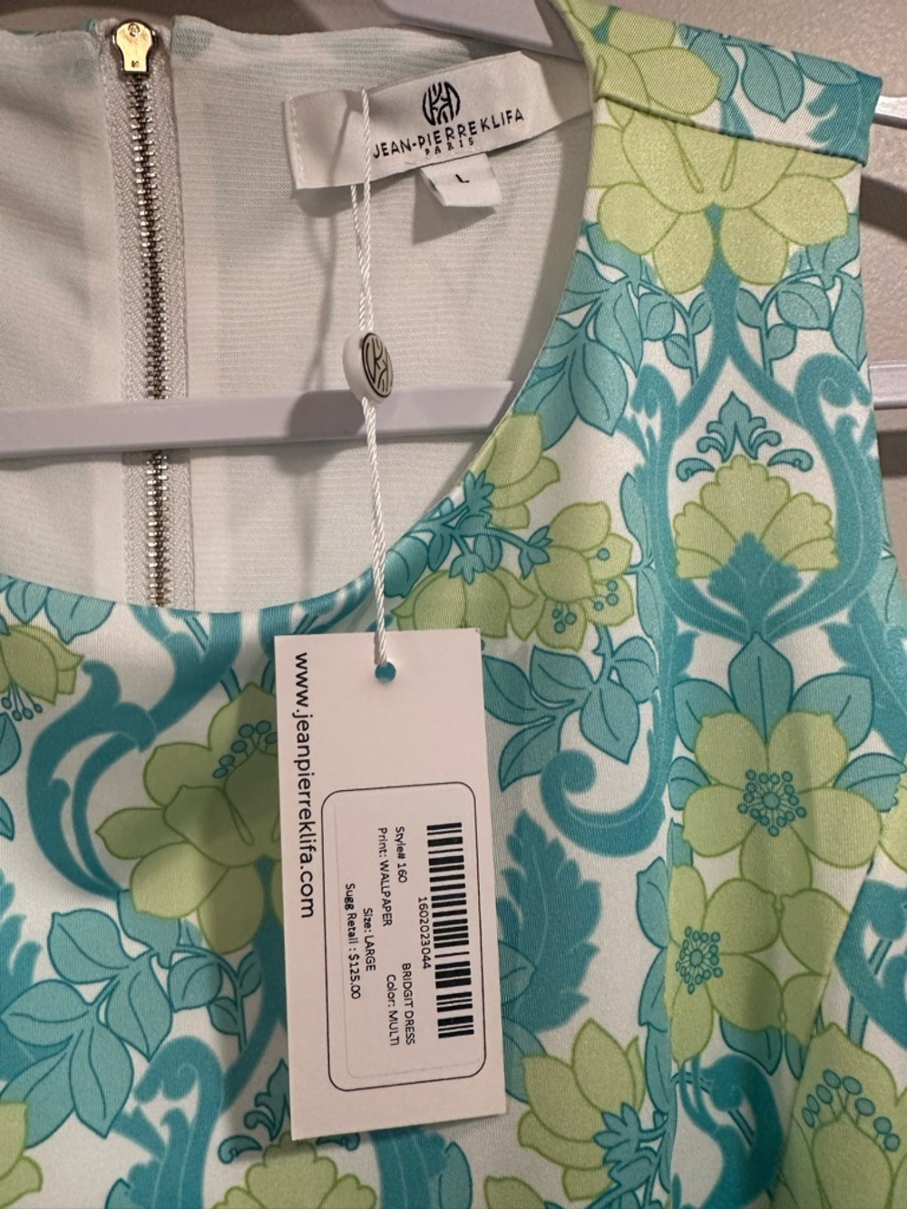 Jean-Pierre Klifa Paris Bridgit Shift Dress Wallpaper Floral Lime Green LargeNWT - Picture 3 of 14